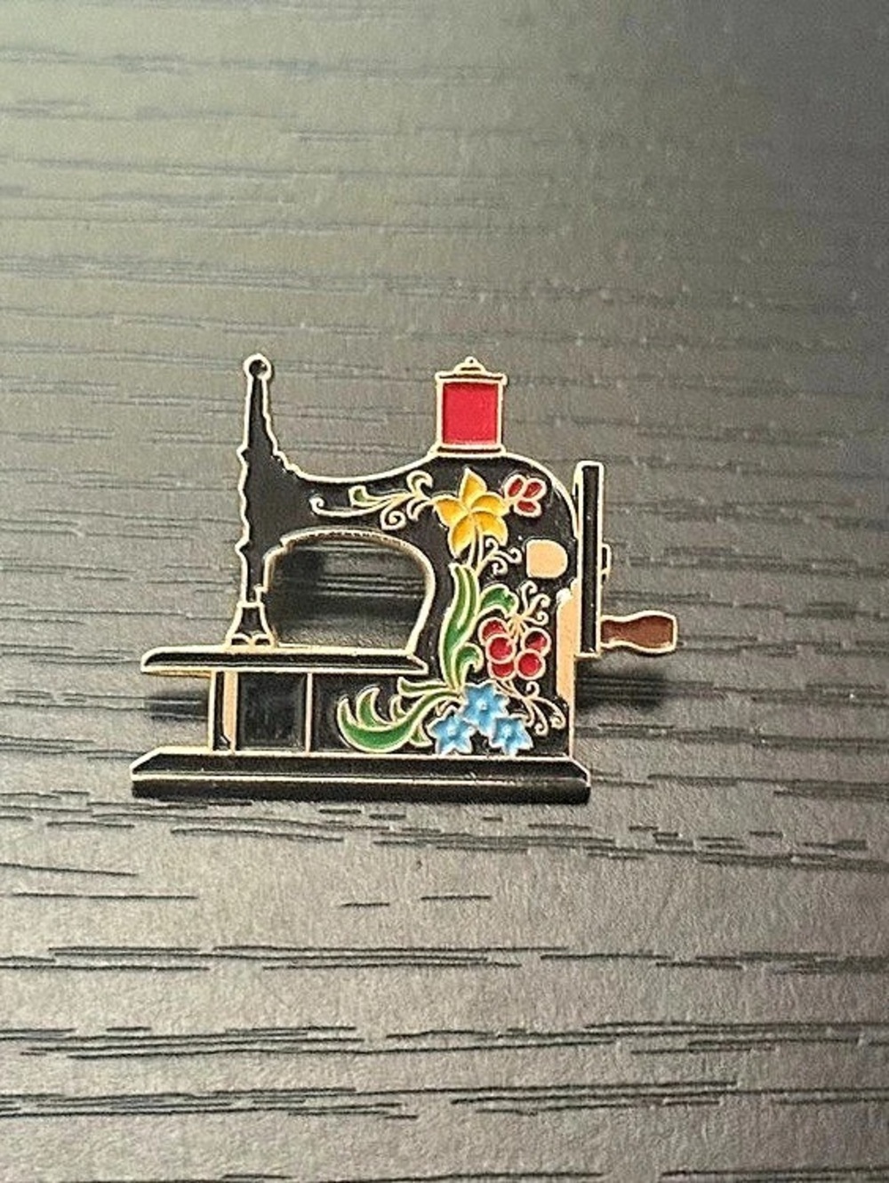 Vintage Clotilde 20 Year Anniversary Sewing Machine Enamel Pin (1971-1991)